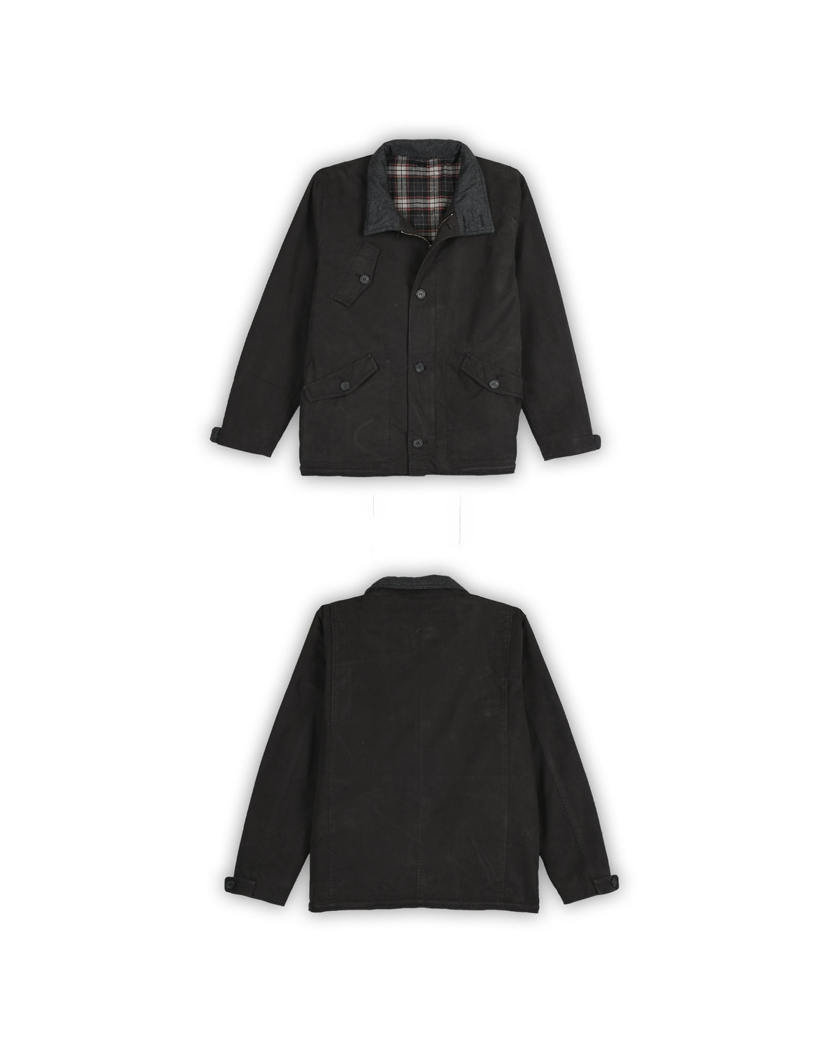 VINTAGE CHECK-LINED FIELD JACKET - L