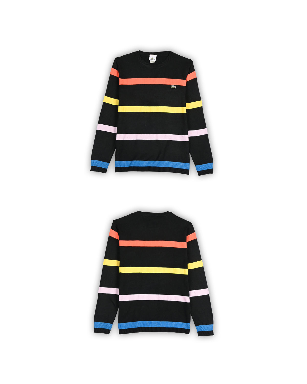 LACOSTE MULTI-STRIPE CREWNECK SWEATER - XS