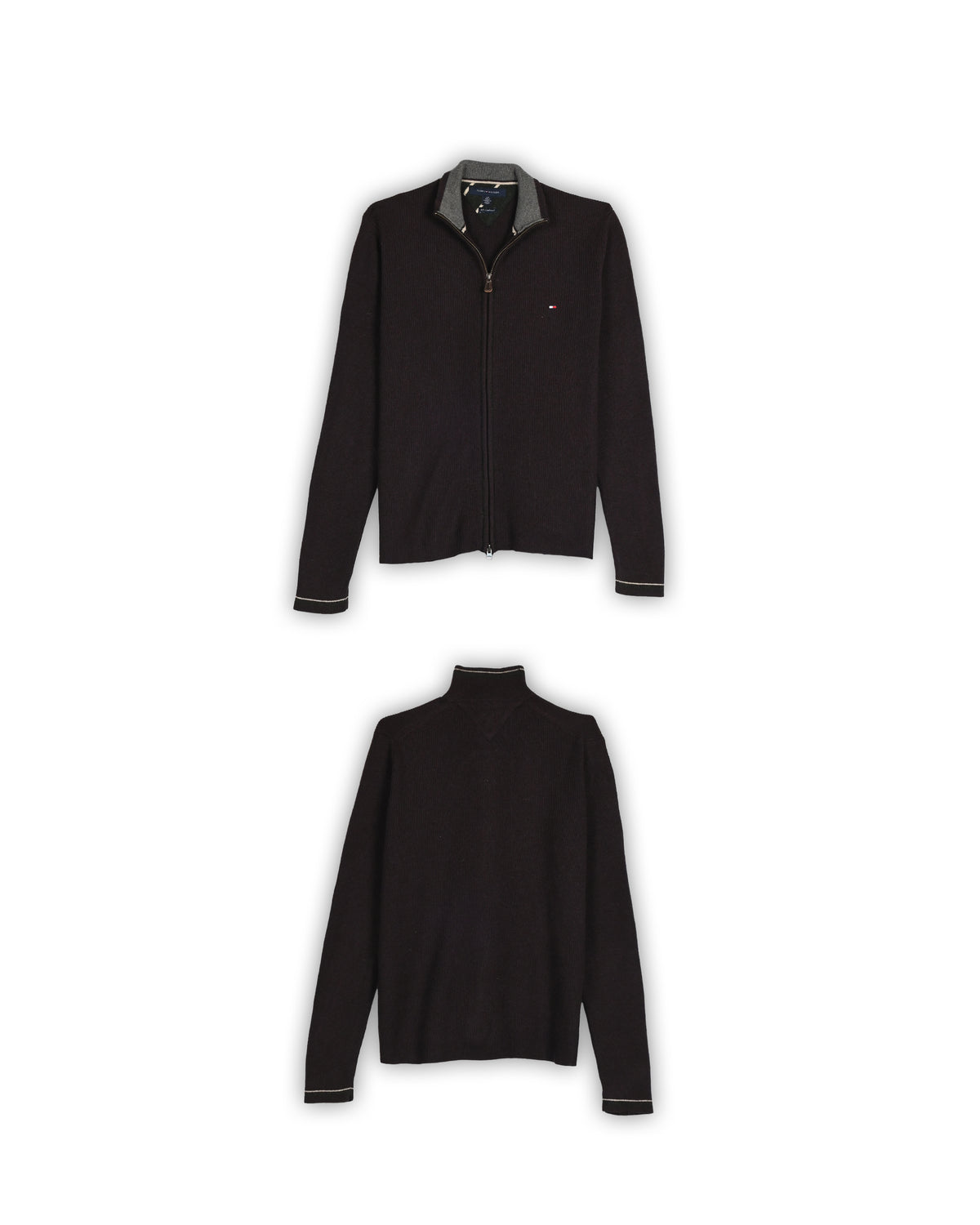 TOMMY HILFIGER LAMBSWOOL QUARTER-ZIP KNIT - S