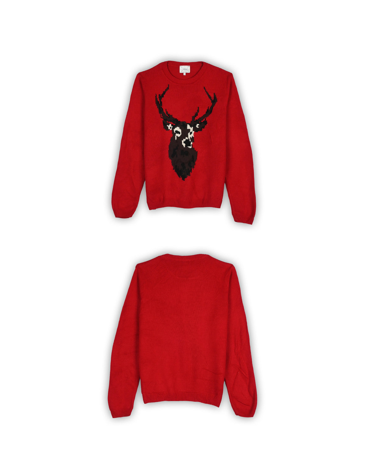 TOPMAN VINTAGE STAG INTARSIA SWEATER - L