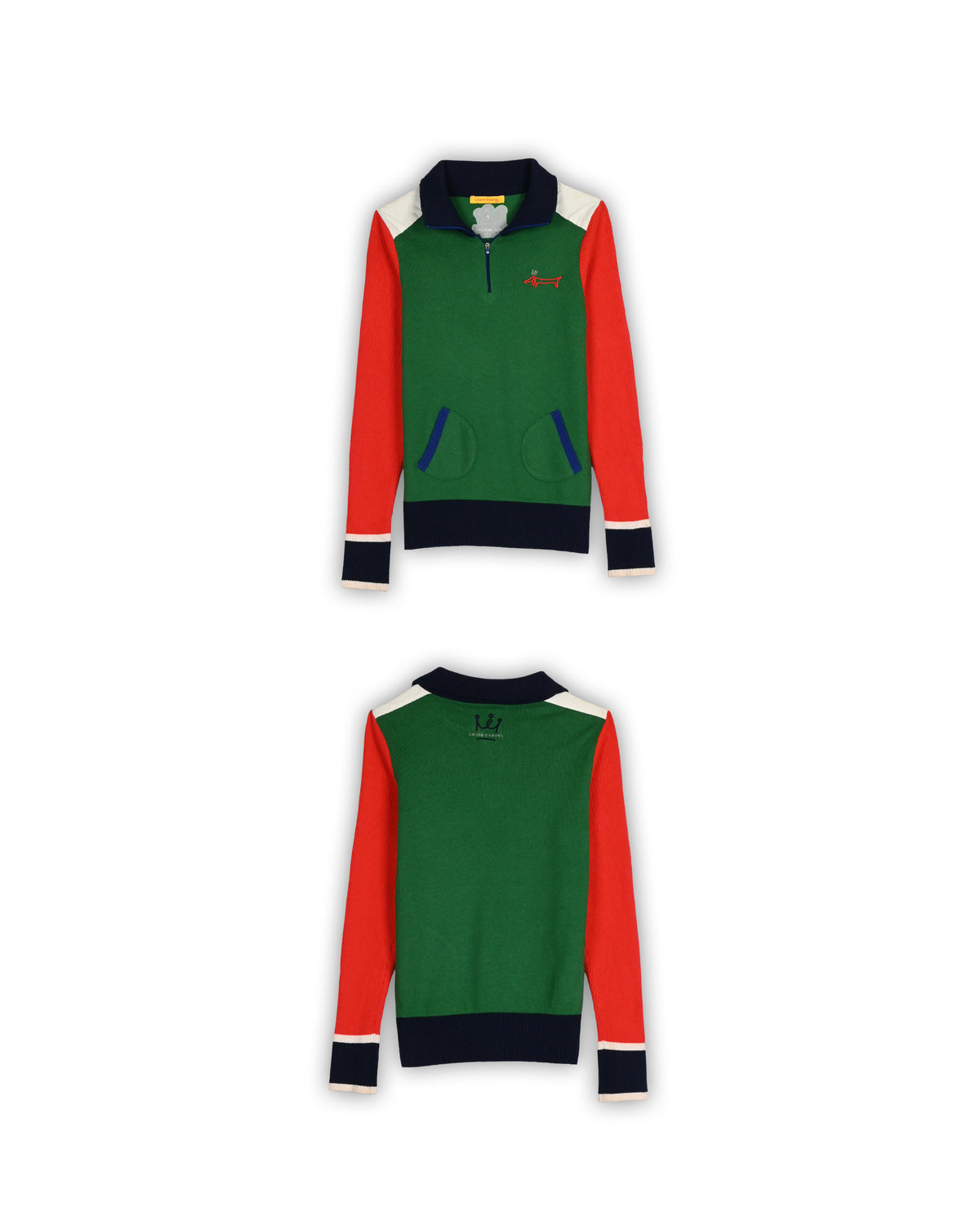 LOUIS CASTEL COLOURBLOCK QUARTER-ZIP KNIT - S