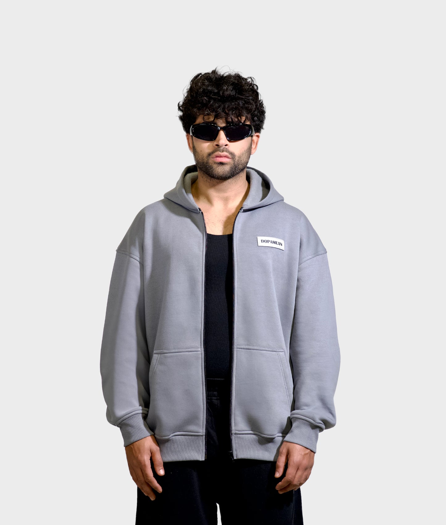 BASIC ZIP UP HOODIE - GREY