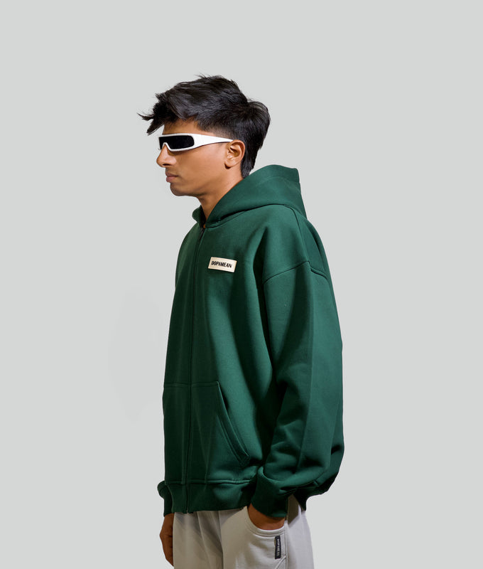 BASIC ZIP UP HOODIE - PINE