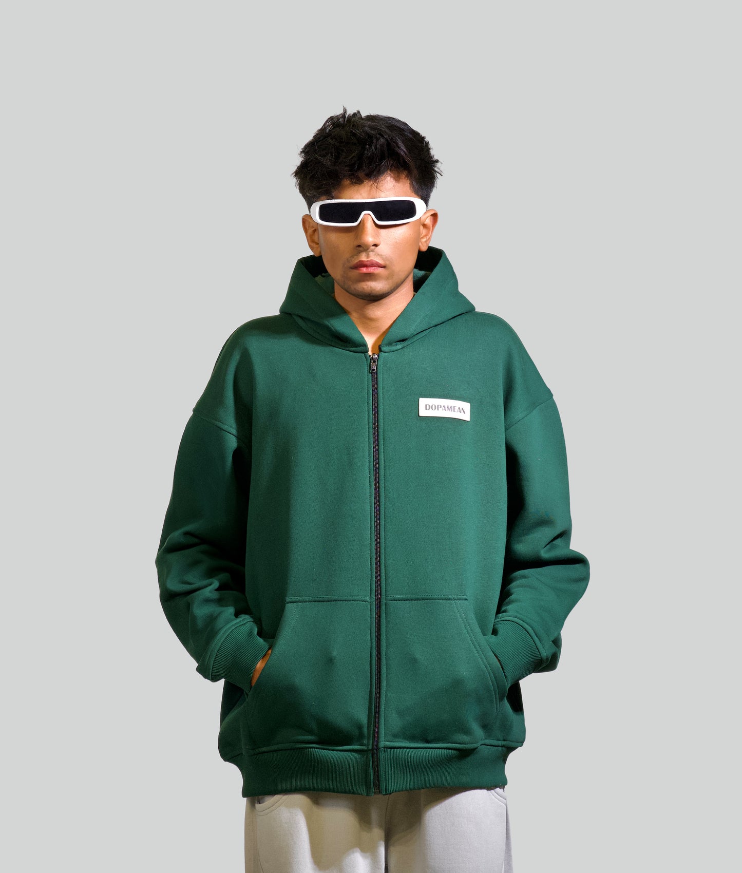 BASIC ZIP UP HOODIE - PINE