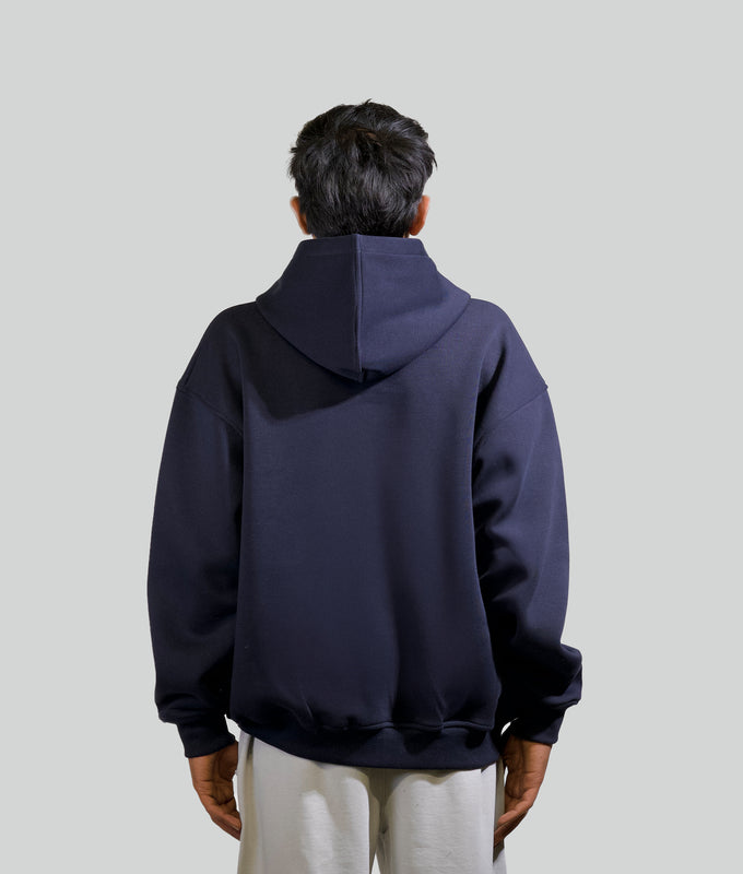 BASIC ZIP UP HOODIE - NAVY BLUE