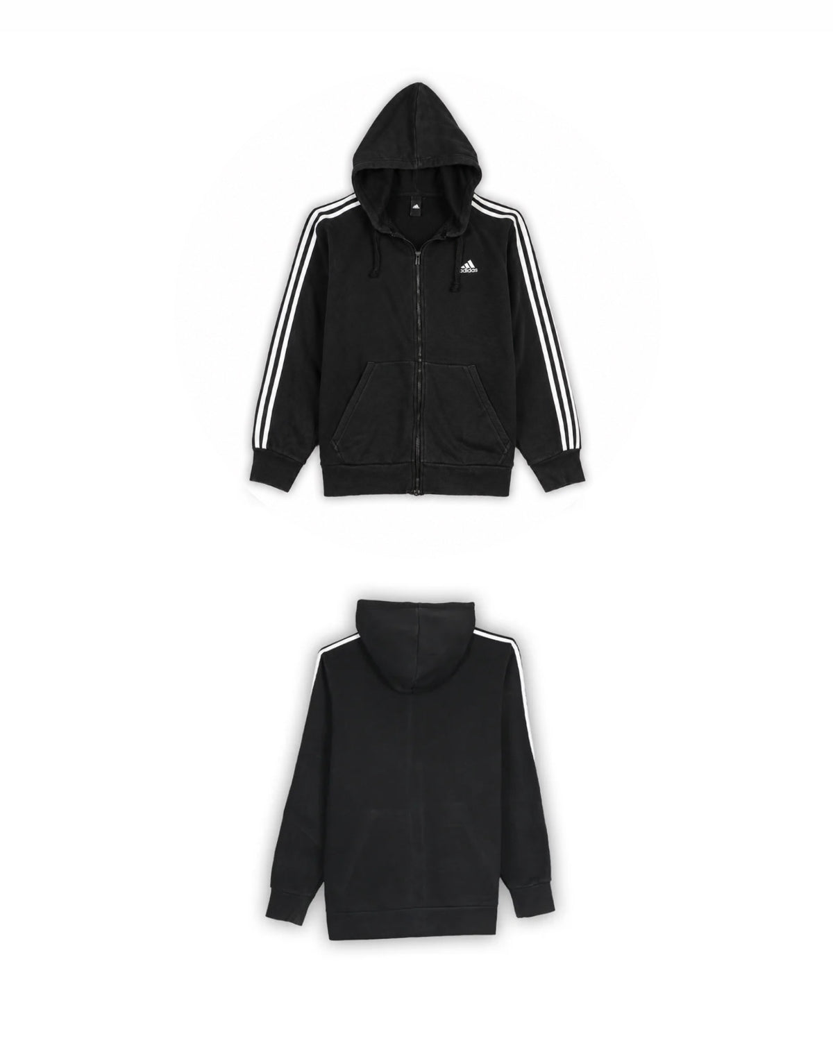 ADIDAS HOODED FULL-ZIP JACKET - M