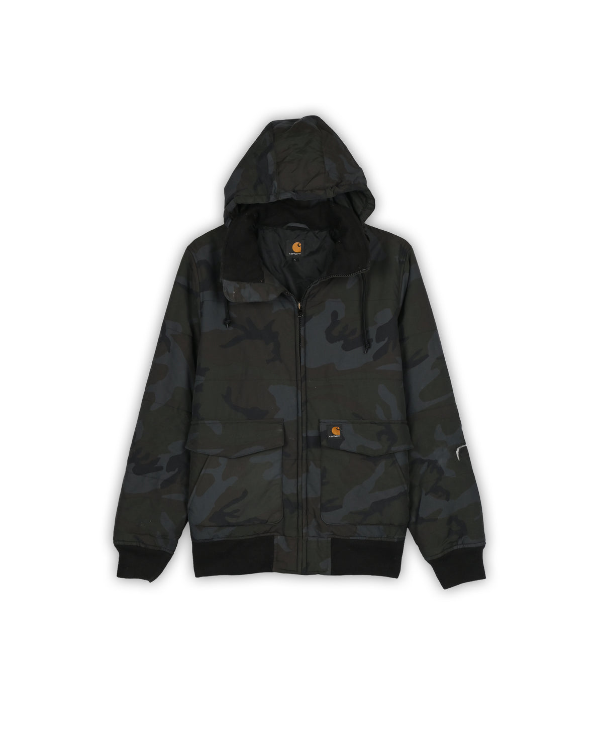 CARHARTT CAMO HOODED BOMBER JACKET - L