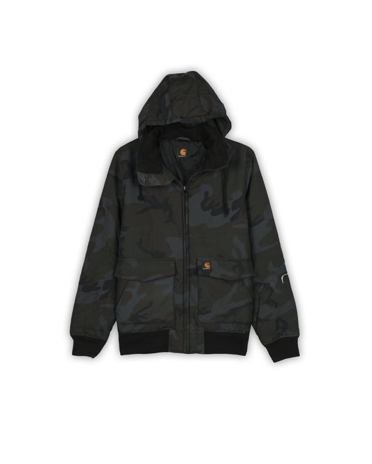 CARHARTT CAMO HOODED BOMBER JACKET - L