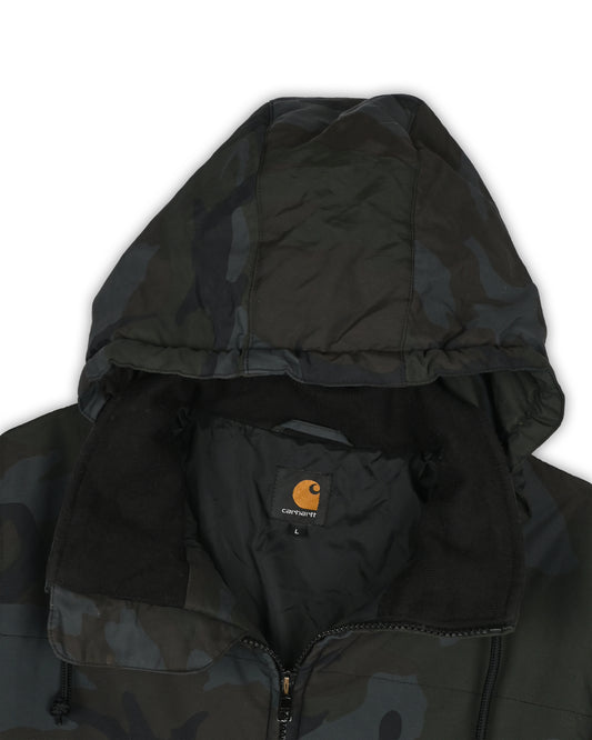 CARHARTT CAMO HOODED BOMBER JACKET - L