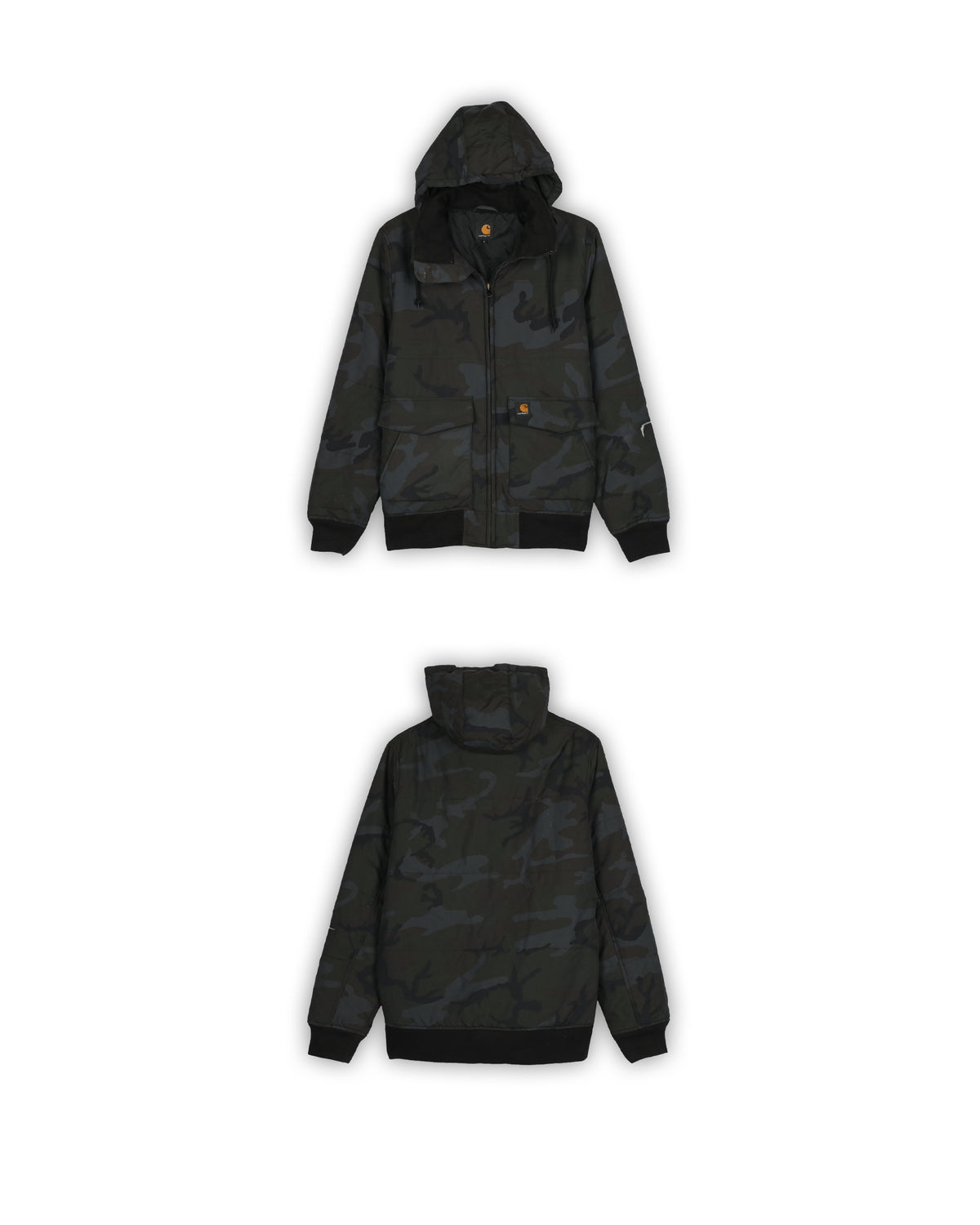 CARHARTT CAMO HOODED BOMBER JACKET - L