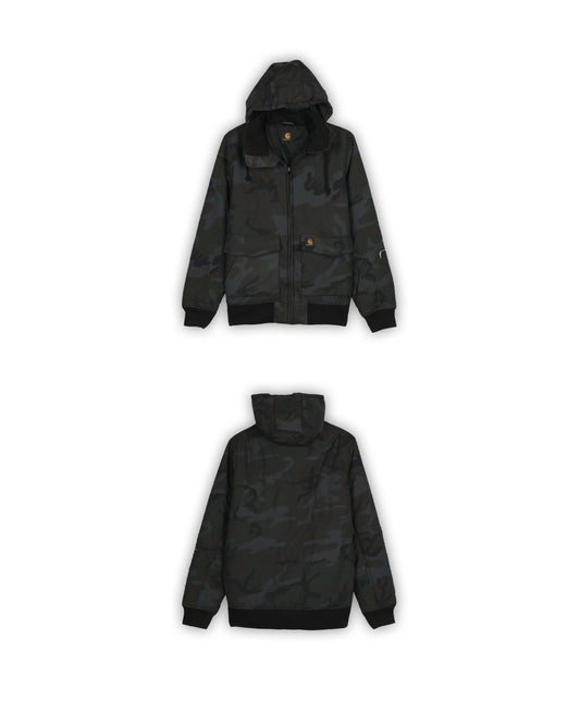 CARHARTT CAMO HOODED BOMBER JACKET - L