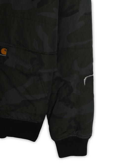 CARHARTT CAMO HOODED BOMBER JACKET - L