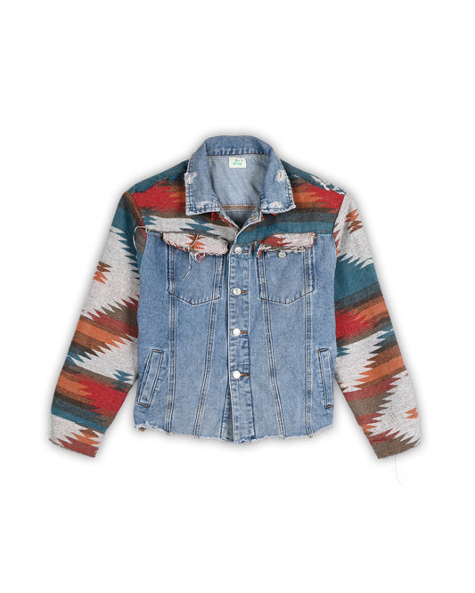 90'S VINTAGE DENIM × SOUTHWESTERN WOVEN JACKET - S