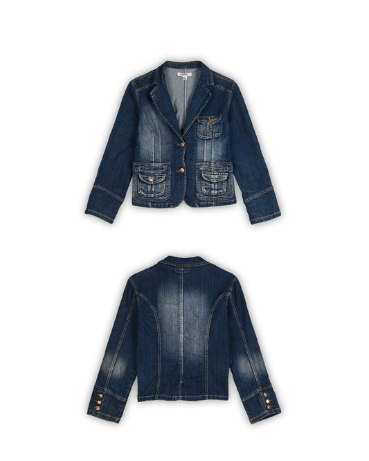 90'S VINTAGE DENIM UTILITY JACKET - XL