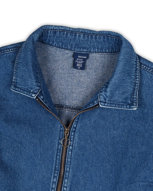 BASICS EDITIONS VINTAGE DENIM ZIP JACKET - XL