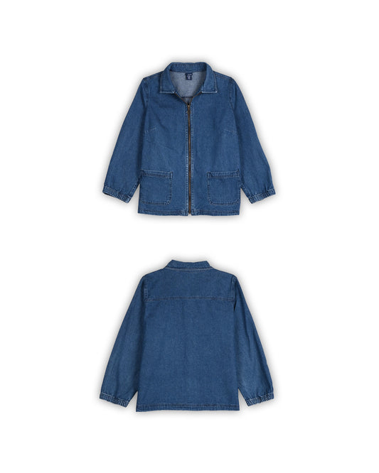 BASICS EDITIONS VINTAGE DENIM ZIP JACKET - XL