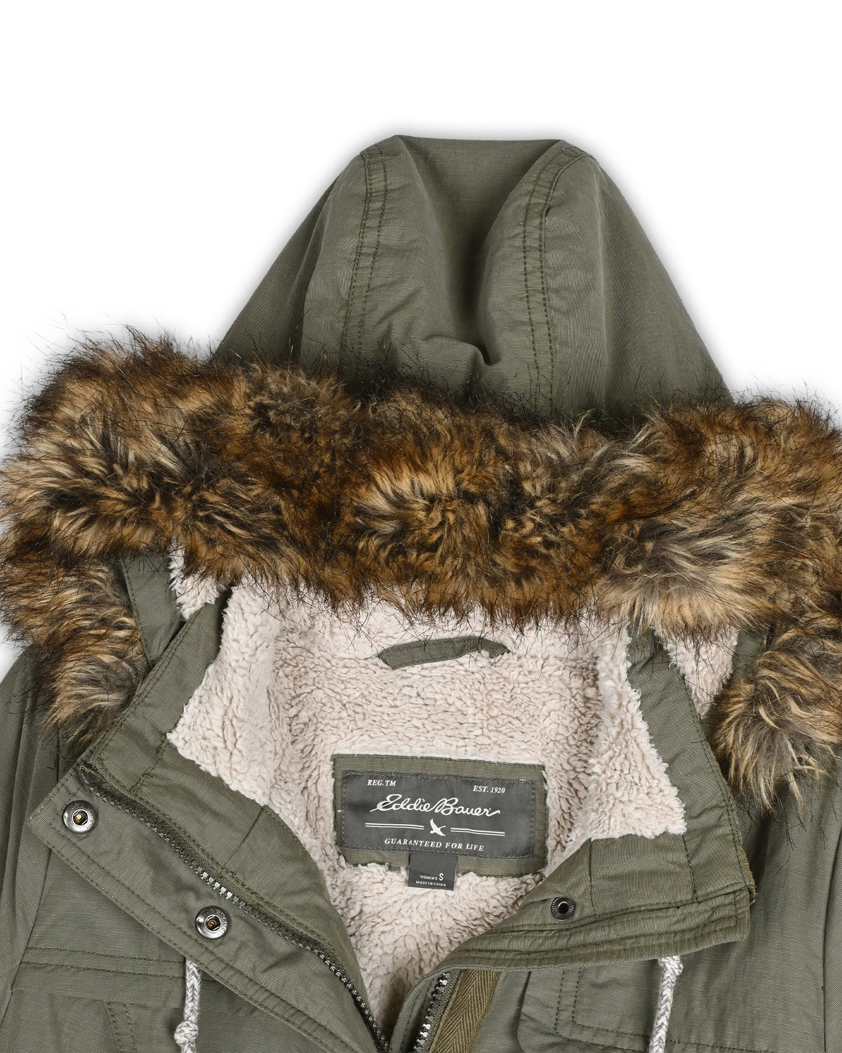 EDDIE BAUER FUR-LINED HOODED PARKA - S
