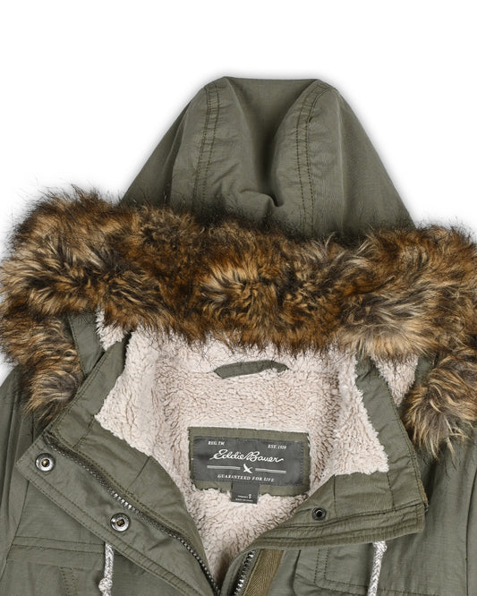 EDDIE BAUER FUR-LINED HOODED PARKA - S