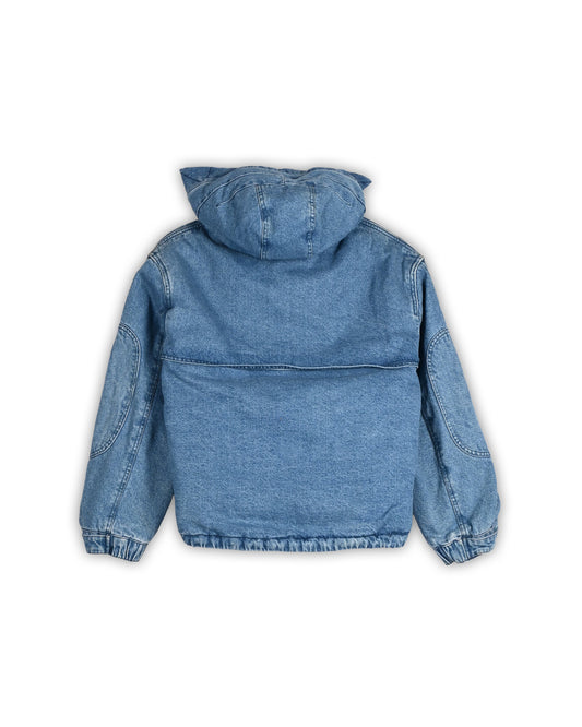 BERSHKA SHERPA-LINED DENIM HOODED JACKET - S