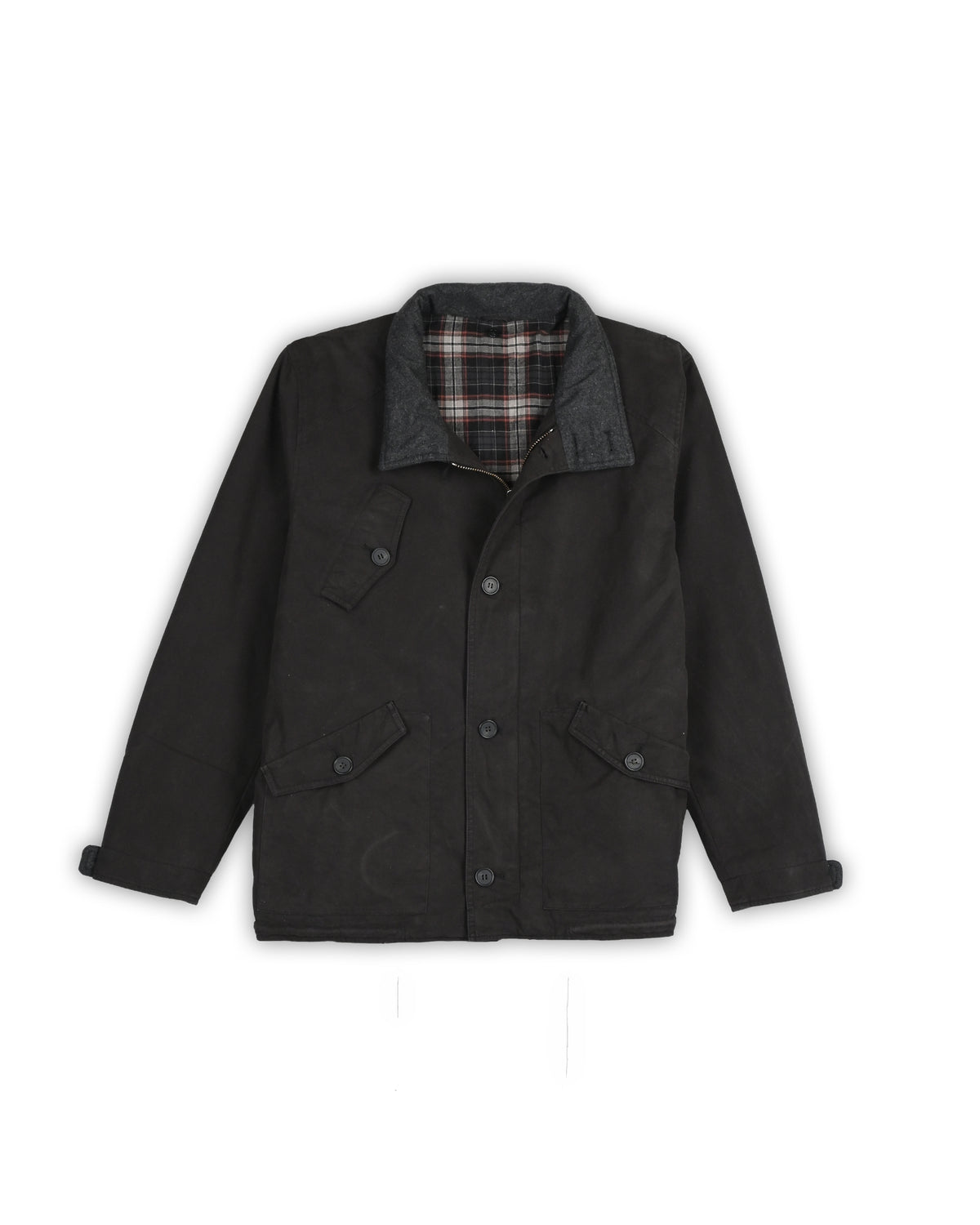 VINTAGE CHECK-LINED FIELD JACKET - L