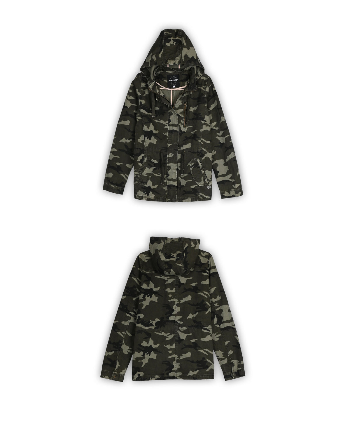 CROPP CAMOUFLAGE HOODED FIELD JACKET - L