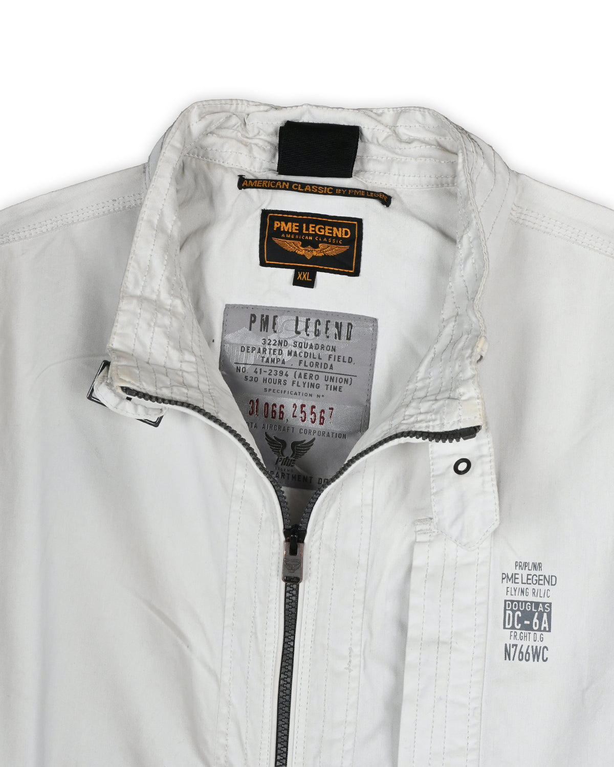 PME LEGEND WHITE TECHNICAL ZIP-UP JACKET - XXL