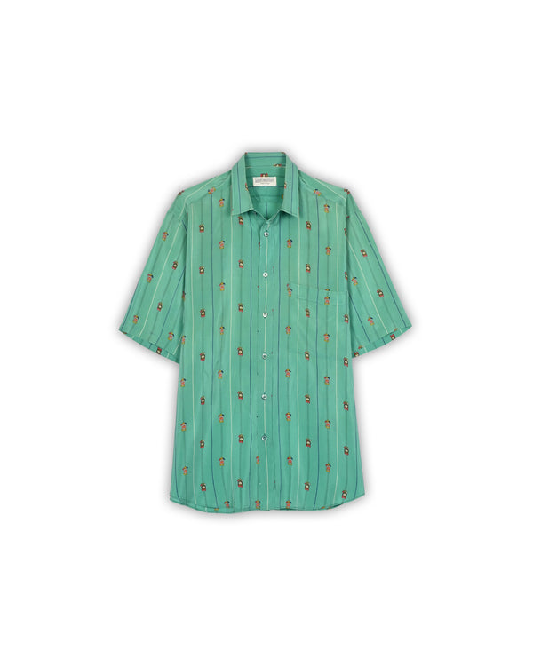 VINTAGE 100% SILK SHIRT - L