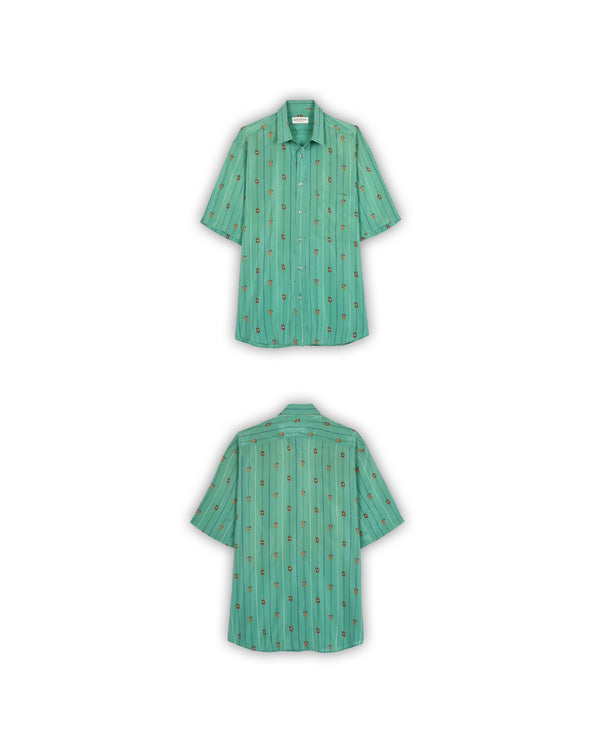 VINTAGE 100% SILK SHIRT - L
