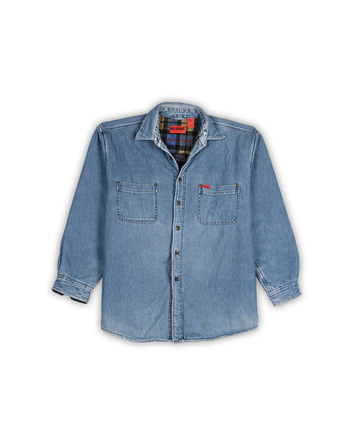 WOLVERINE SHERPA-LINED DENIM WORK SHIRT - L