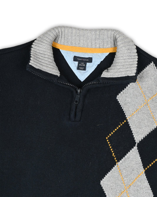 TOMMY HILFIGER ZIPPER SWEATER - L