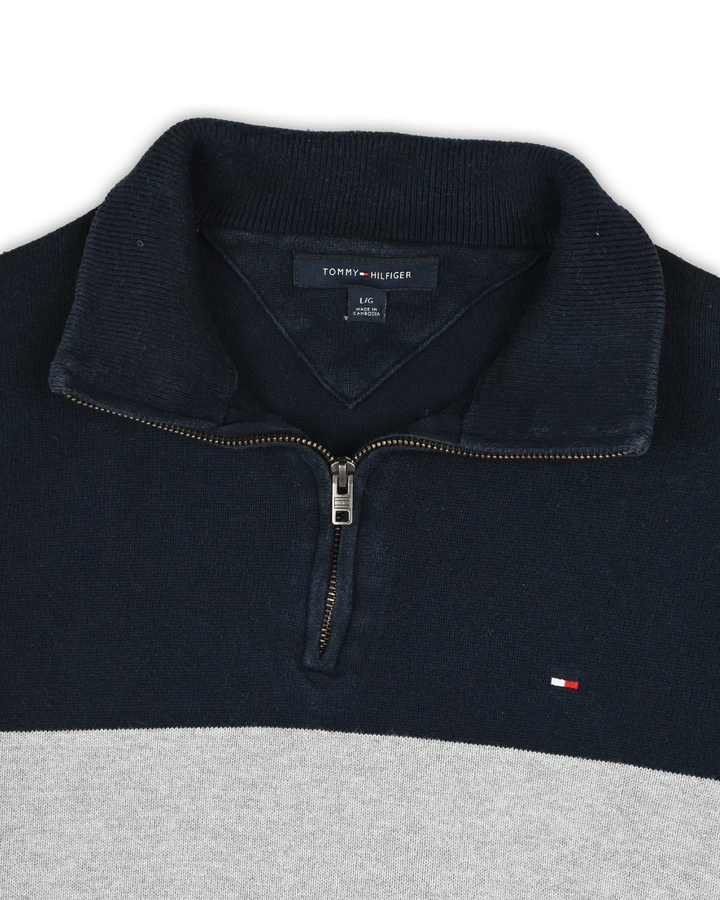TOMMY HILFIGER ZIPPER SWEATER - L