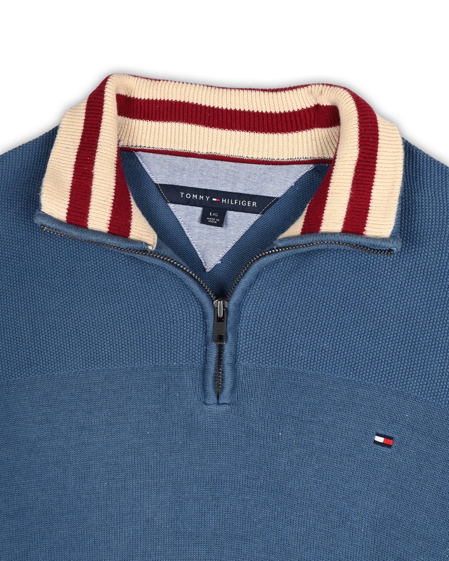 TOMMY HILFIGER ZIPPER SWEATER - L