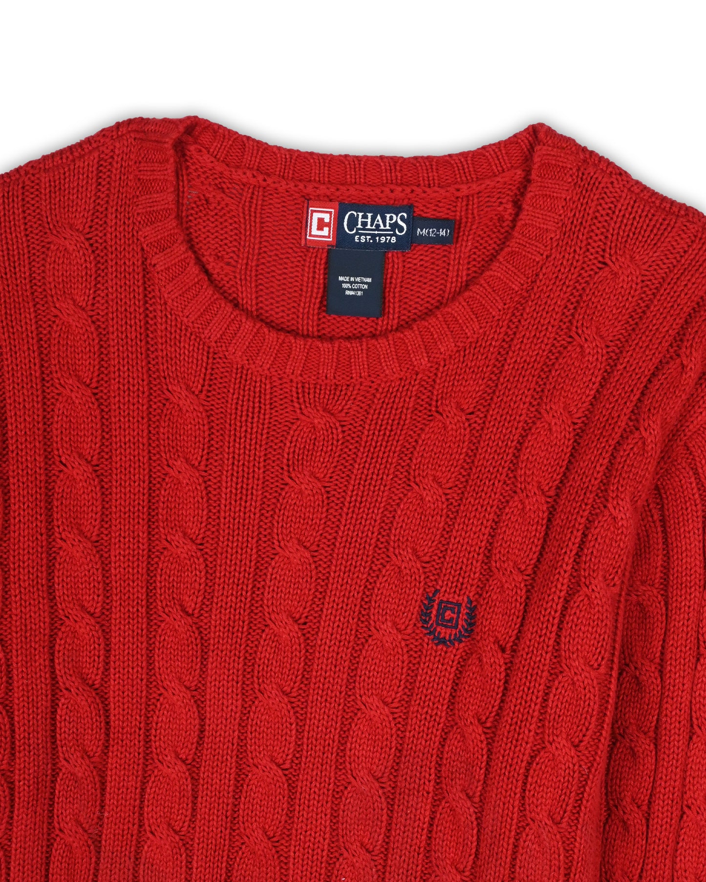 CHAPS BY RALPH LAUREN CABLE KNIT - M (12-14)