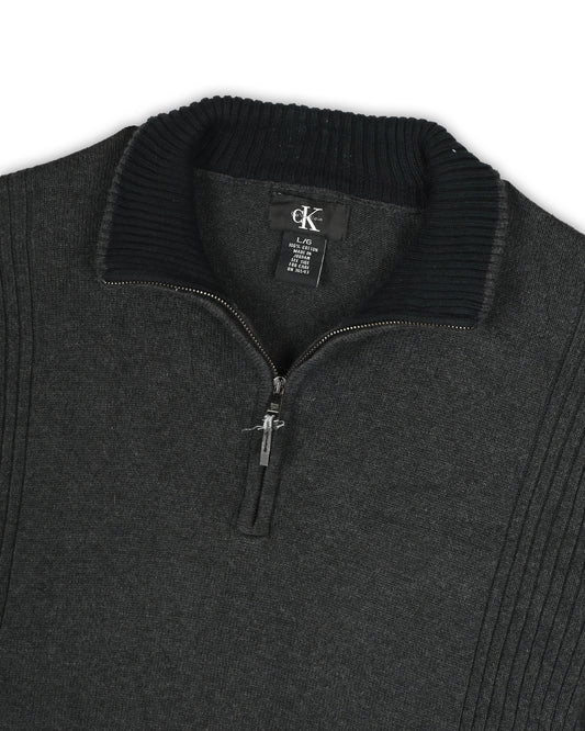 CALVIN KLEIN QUARTER-ZIP KNIT - L
