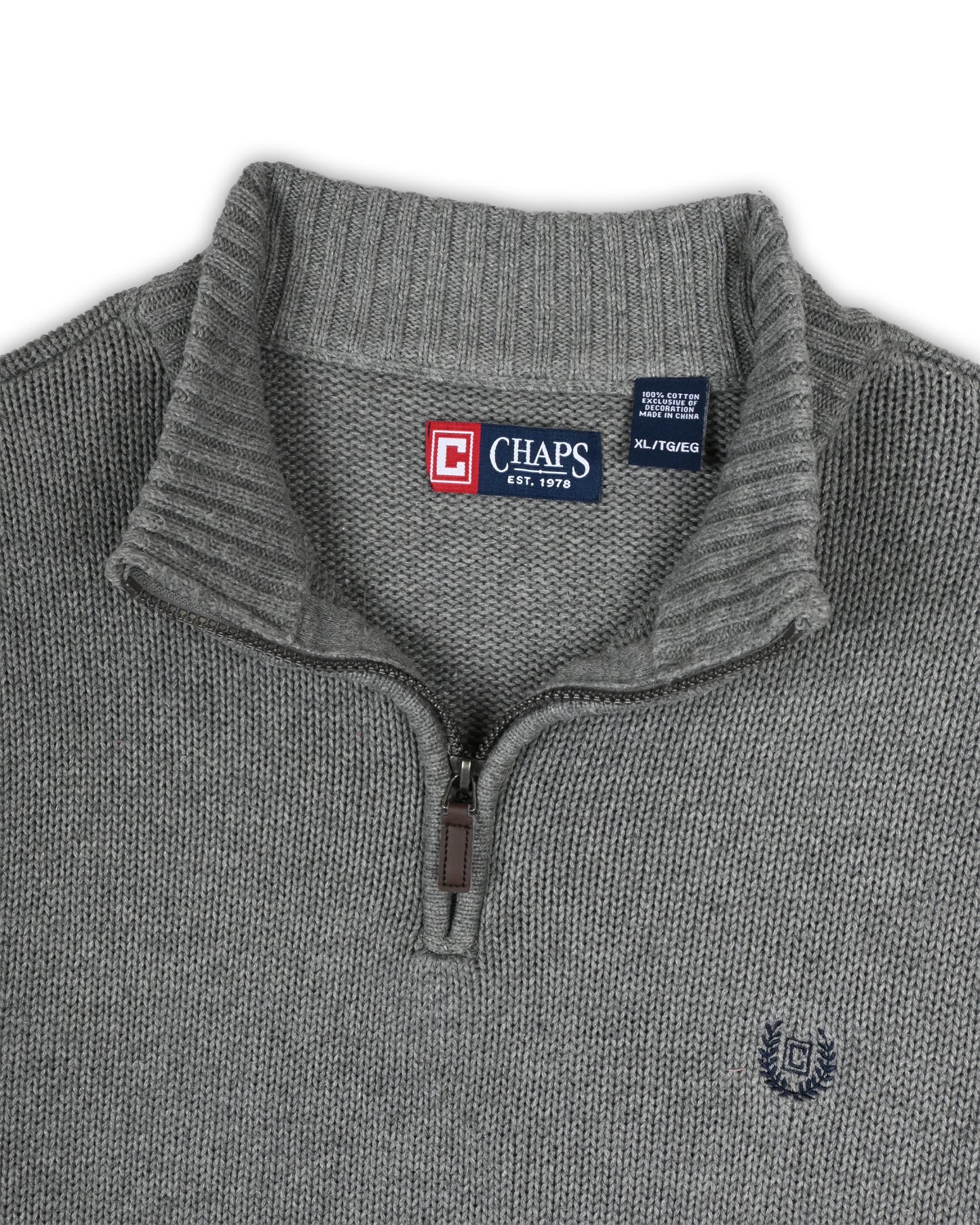 CHAPS QUARTER-ZIP KNIT - XL