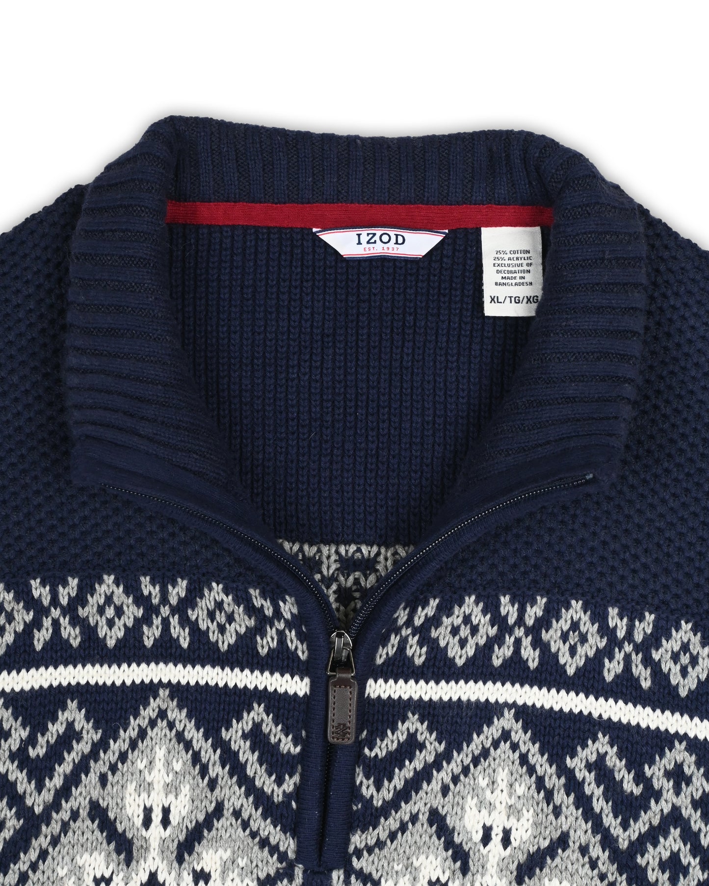 IZOD QUARTER-ZIP KNIT - XL