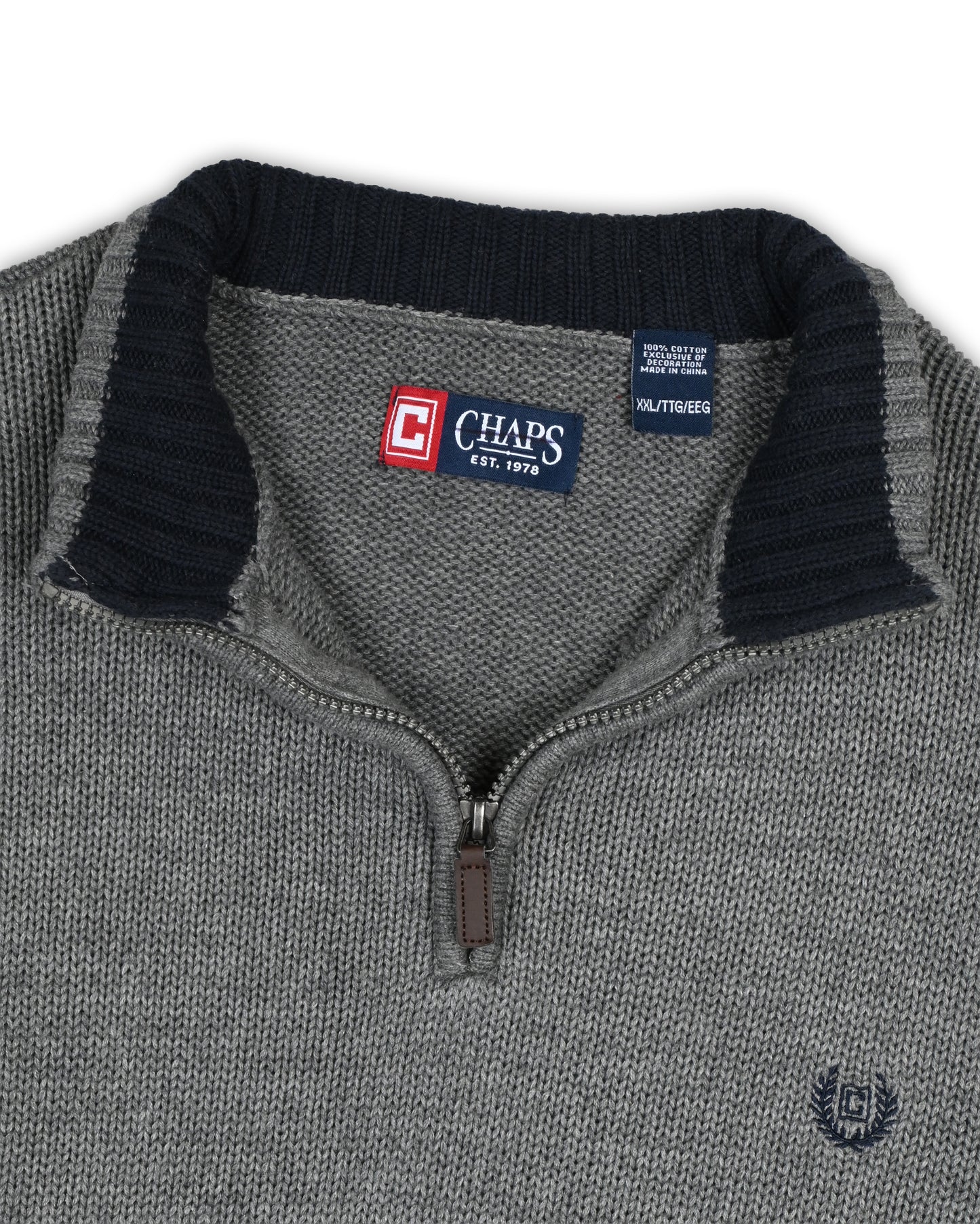 CHAPS QUARTER-ZIP KNIT - XXL