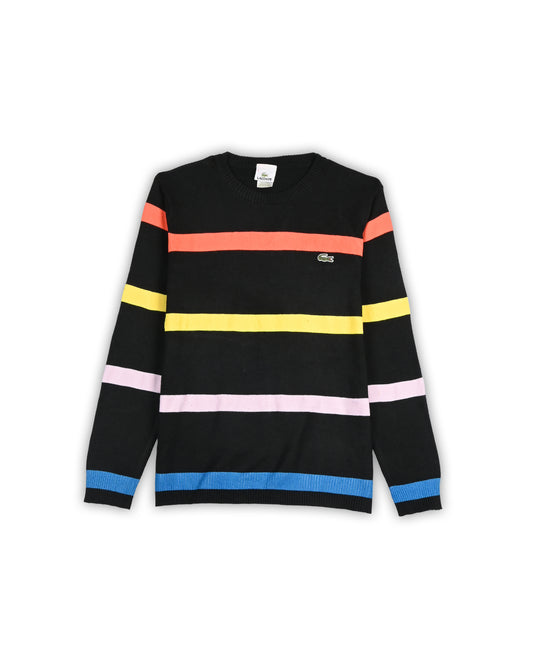 LACOSTE MULTI-STRIPE CREWNECK SWEATER - XS