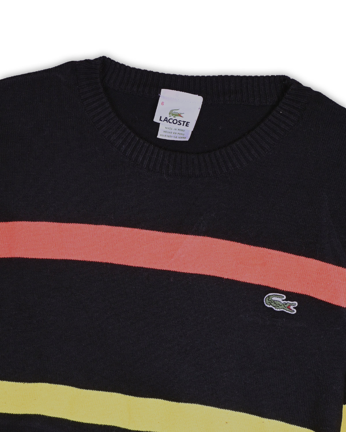 LACOSTE MULTI-STRIPE CREWNECK SWEATER - XS