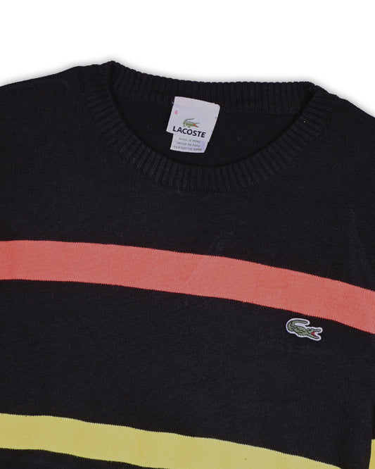 LACOSTE MULTI-STRIPE CREWNECK SWEATER - XS