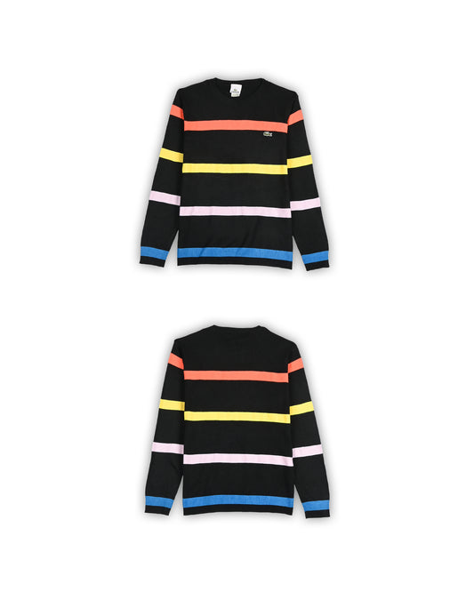 LACOSTE MULTI-STRIPE CREWNECK SWEATER - XS