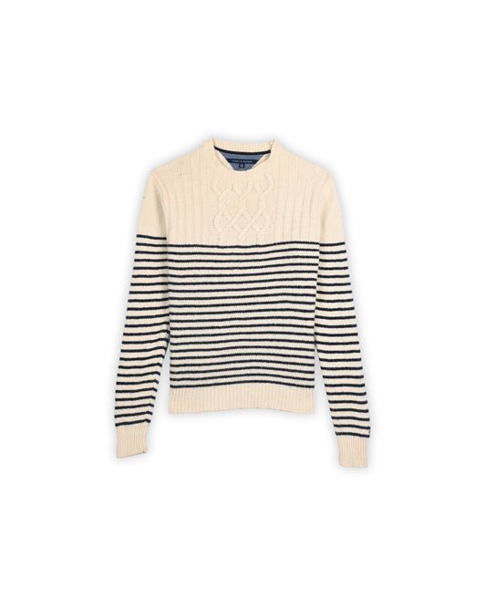TOMMY HILFIGER CABLE-KNIT STRIPE  SWEATER - XL