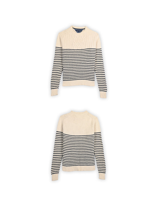 TOMMY HILFIGER CABLE-KNIT STRIPE  SWEATER - XL