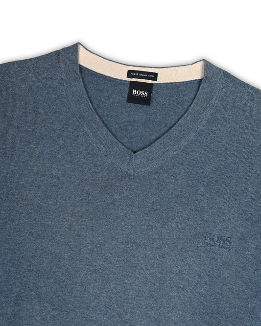 BOSS FINE-GAUGE V-NECK SWEATER - L