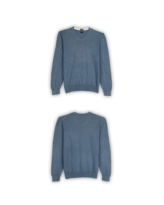 BOSS FINE-GAUGE V-NECK SWEATER - L