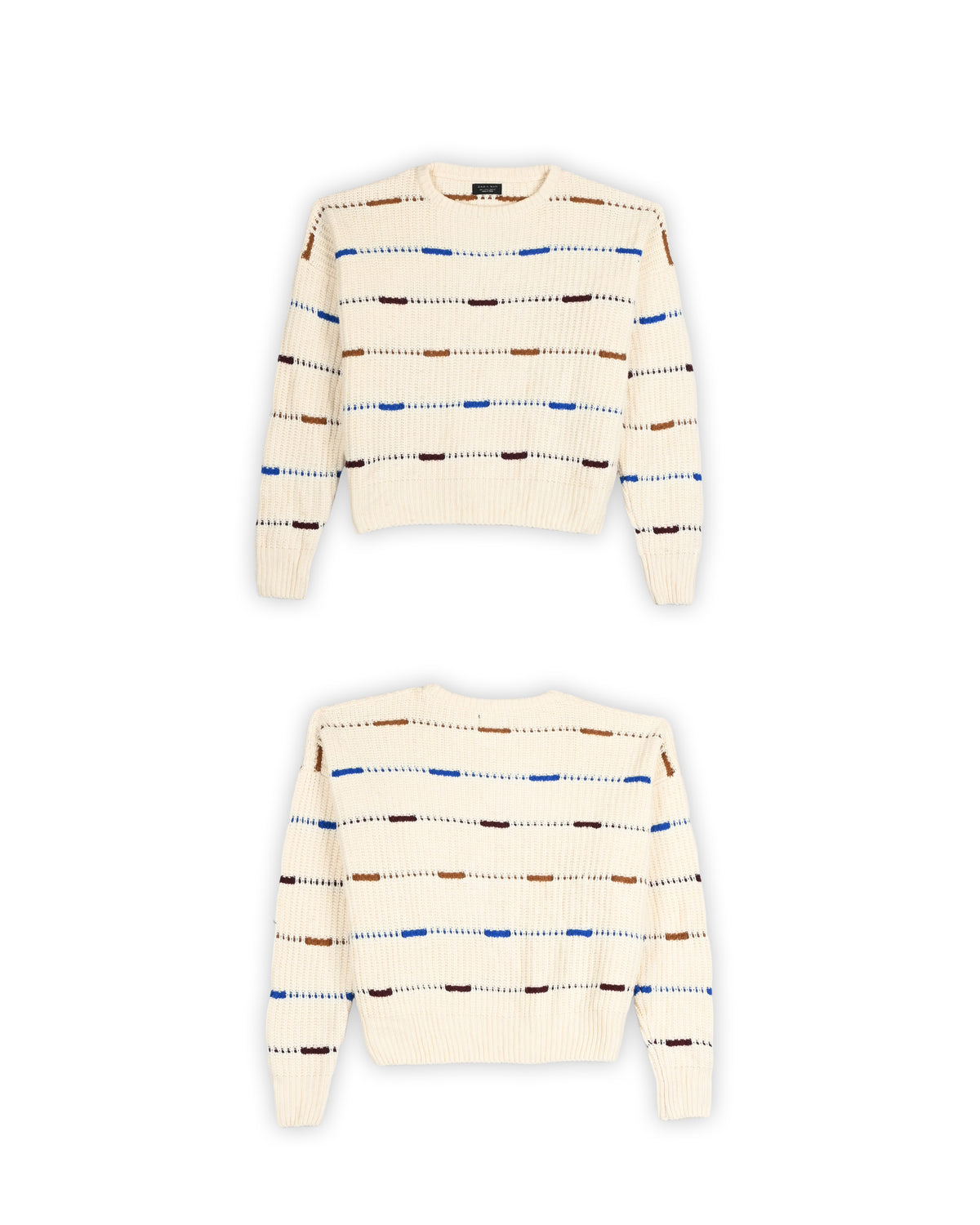 ZARA MAN TEXTURED STRIPE KNIT SWEATER - L