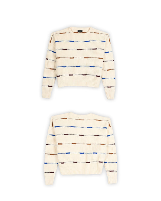 ZARA MAN TEXTURED STRIPE KNIT SWEATER - L
