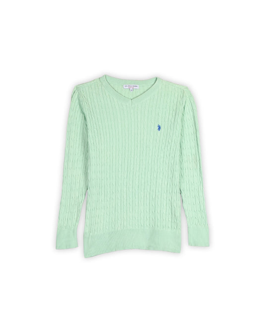 U.S.POLO ASSN WOMEN'S CABLE KNIT SWEATER - L