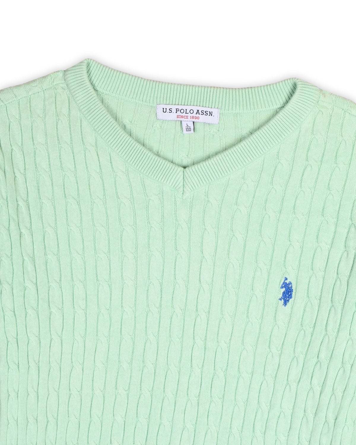 U.S.POLO ASSN WOMEN'S CABLE KNIT SWEATER - L