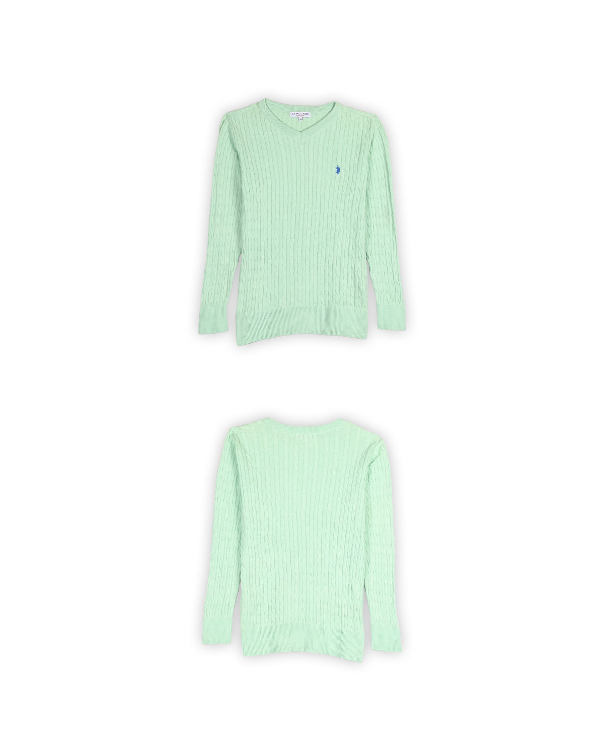 U.S.POLO ASSN WOMEN'S CABLE KNIT SWEATER - L